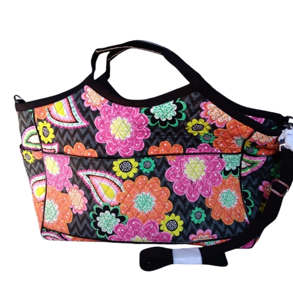 Vera Bradley Retired Ziggy Zinnia Carryall Travel Multicolor Tote Bag - Picture 3 of 12